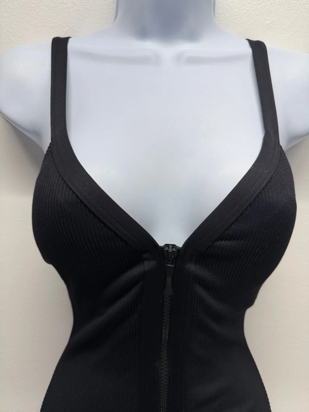 Kate Spade Marco Island Zip One Piece Ribbed Swimsuit Zip Up Textured Black XS